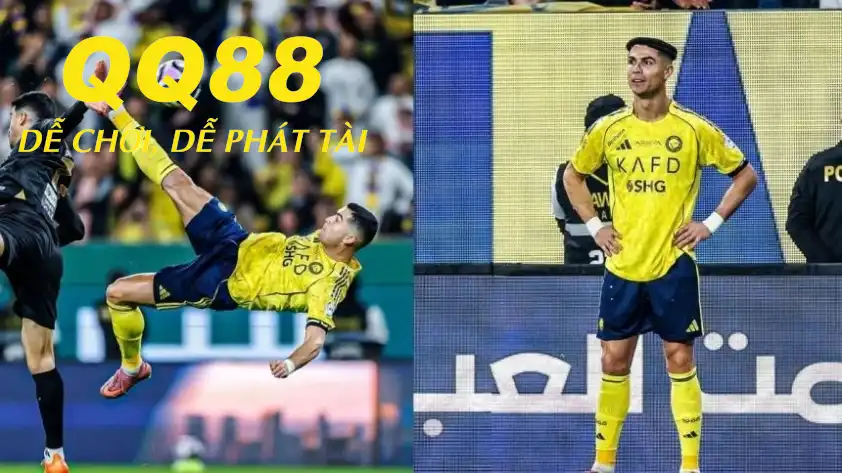 Màn ăn mừng 'gây bão' mạng xã hội của siêu sao Cristiano Ronaldo sau khi ghi siêu phẩm. (Ảnh: Goal)